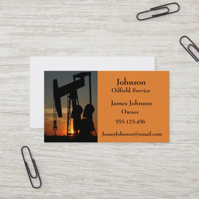 Cartes de visite d'huile et d'industrie du gaz (Devant/Arrière en situation)