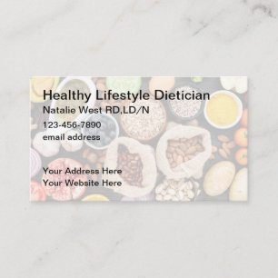 Cartes de visite diététiciens des aliments de sa