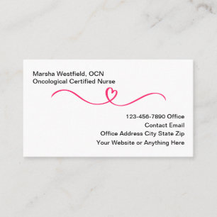 Cartes de visite d'infirmière certifiée en oncolog