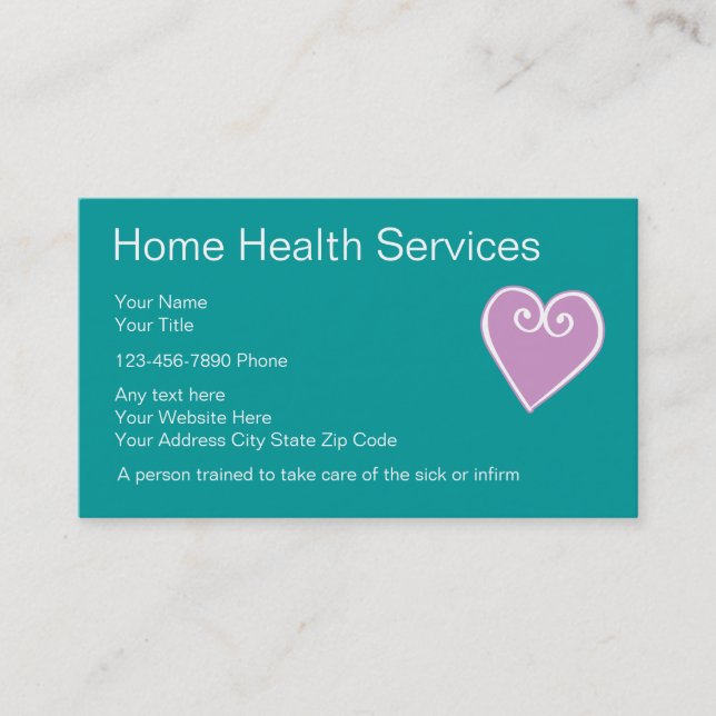 Cartes de visite d'infirmière de soins à domicile (Devant)