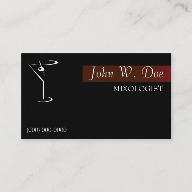 Cartes de visite du barman de mixologie (Devant)