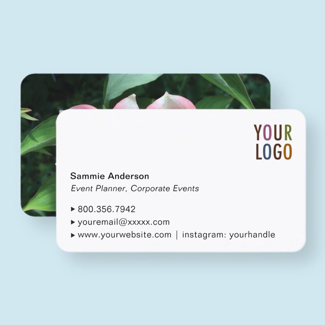 Cartes de visite du coin arrondi avec logo et phot (MISOOK White Business Card with Rounded Corners and Logo)