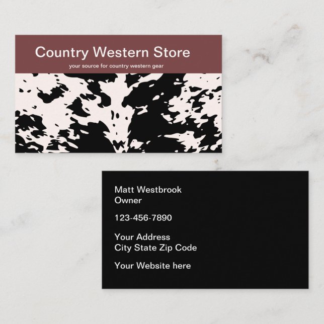 Cartes de visite du Country Western Store (Devant / Derrière)