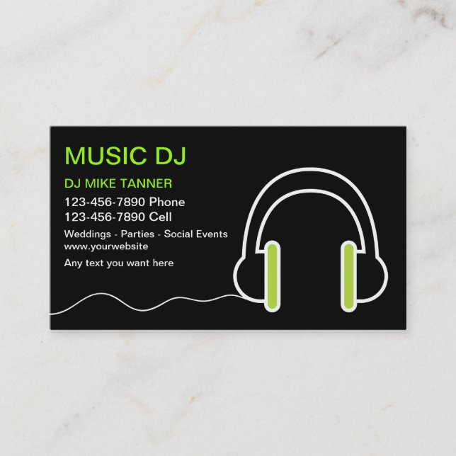 Cartes de visite du DJ de musique (Devant)