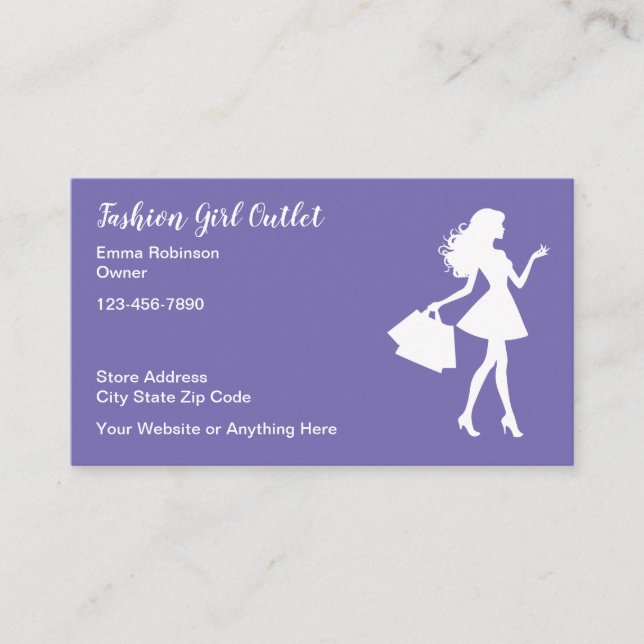 Cartes de visite du magasin de mode féminin (Devant)