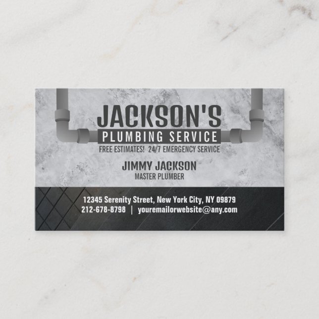 Cartes de visite du service de plomberie avec slog (Devant)