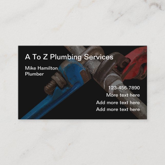 Cartes de visite du service de plomberie sous lice (Devant)