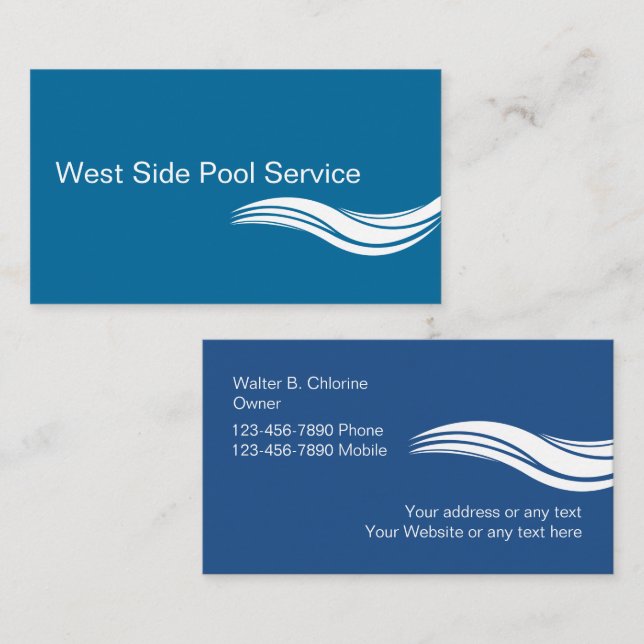 Cartes de visite du service de pool (Devant / Derrière)