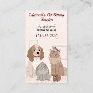 Cartes de visite du service de salon pour animaux 
