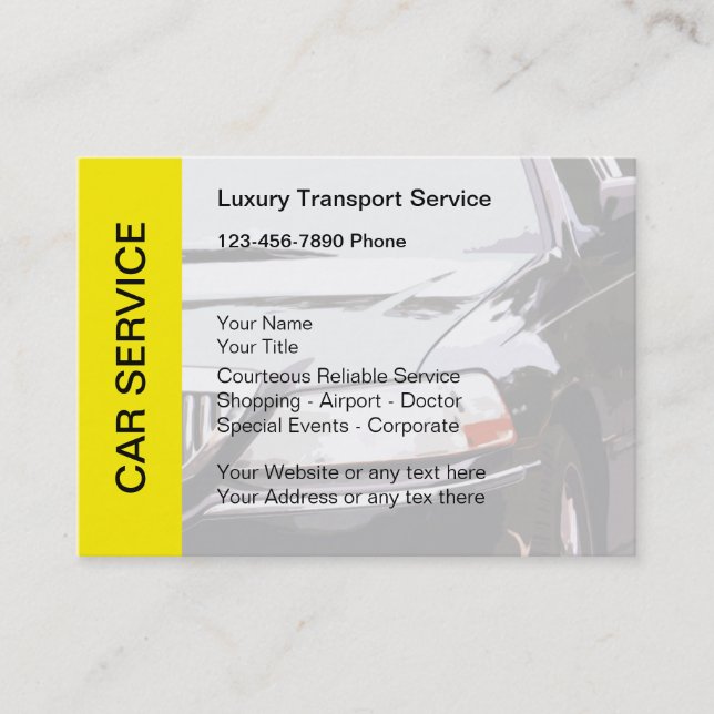 Cartes de visite du service de taxi (Devant)