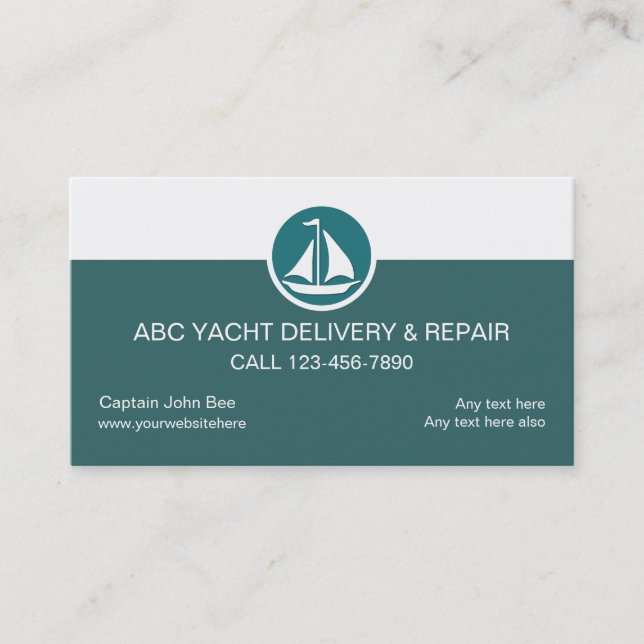 Cartes de visite du service de yacht (Devant)
