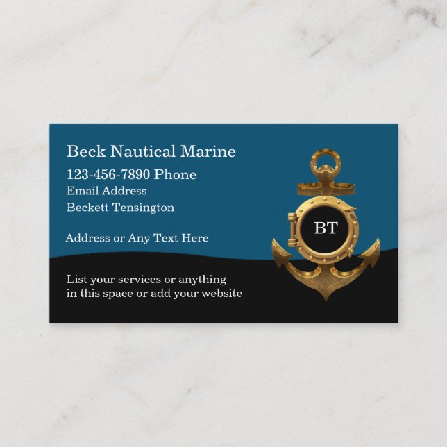 Cartes de visite du thème marin nautique (Devant)