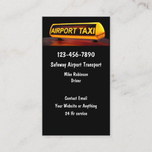 Cartes de visite du transport taxi de l'aéroport