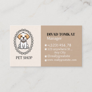 Cartes de visite d'une boutique pour animaux de co