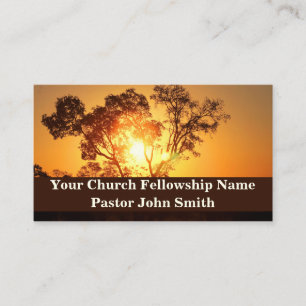Cartes de visite Église Ciel Orange Arbre Africain
