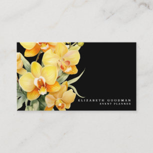 Cartes de visite élégantes orchidées jaunes et noi