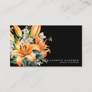 Cartes de visite élégantes Tiger Lily Tropical Noi
