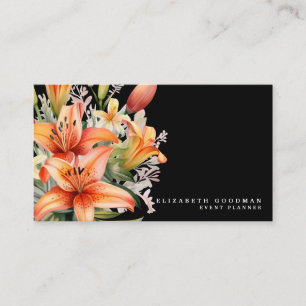 Cartes de visite élégantes Tiger Lily Tropical Noi