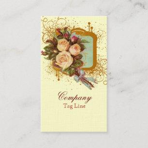 Cartes de visite élégants de bouquet rose