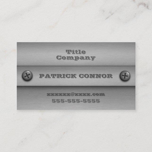 Cartes de visite en métal vissé (Devant)