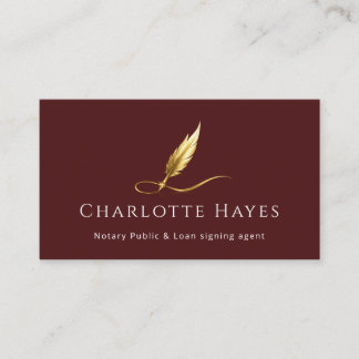 Cartes de visite en or plume de luxe Notaire Publi