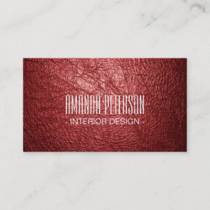 Cartes de visite en simili cuir rouge designer