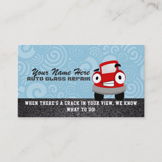 Cartes de visite en verre de réparation de voiture (Devant)