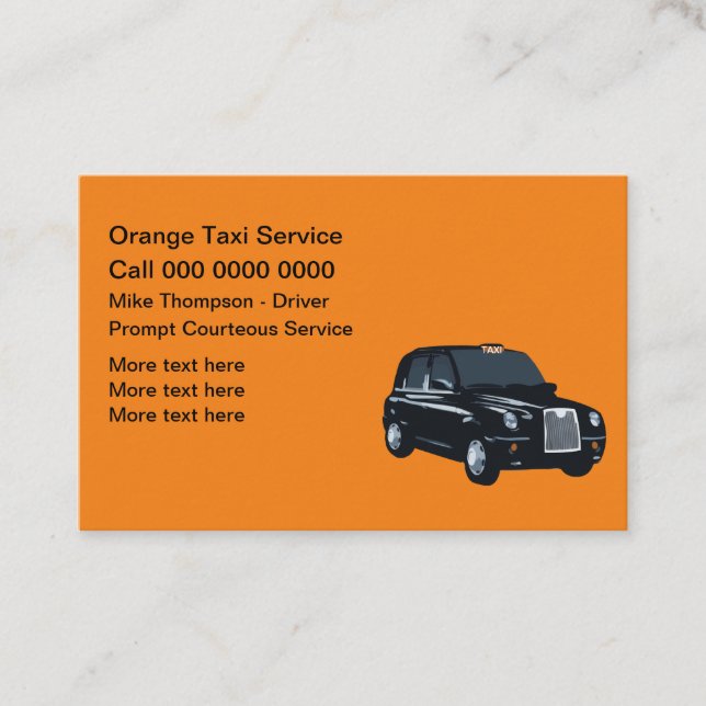 Cartes de visite européens du service de taxi (Devant)