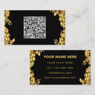 Cartes de visite exemple noir et or avec code QR