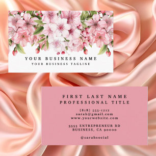 Cartes de visite Fleur de cerisier rose élégantes
