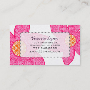 Cartes de visite Fleurs Corail Gris Fuchsia