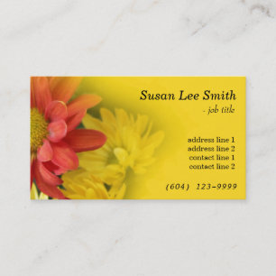 Cartes de visite florales jaune ensoleillé. Fleurs