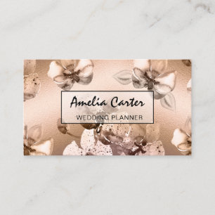 Cartes de visite floraux d'or rose élégant