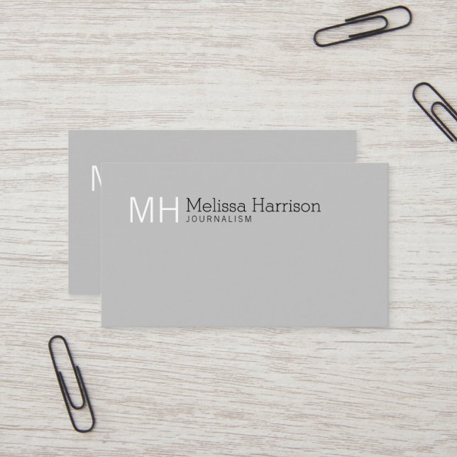 Cartes de visite gris personnalisés (Devant/Arrière en situation)