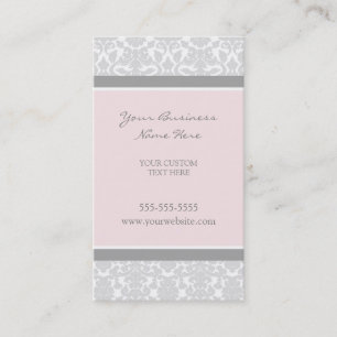 Cartes de visite gris roses élégants de damassé