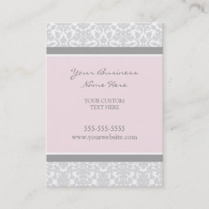 Cartes de visite gris roses élégants de damassé