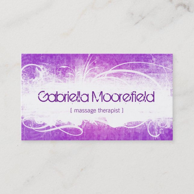 Cartes de visite grunges de thérapie de massage (Devant)