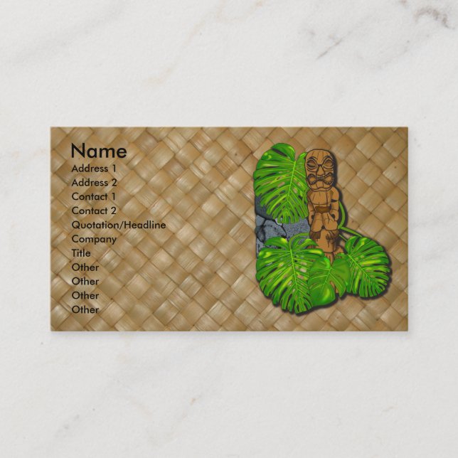 Cartes de visite hawaïens de Tiki Lauhala (Devant)