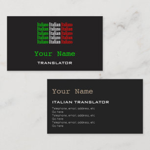 Cartes de visite italiens de traducteur ou