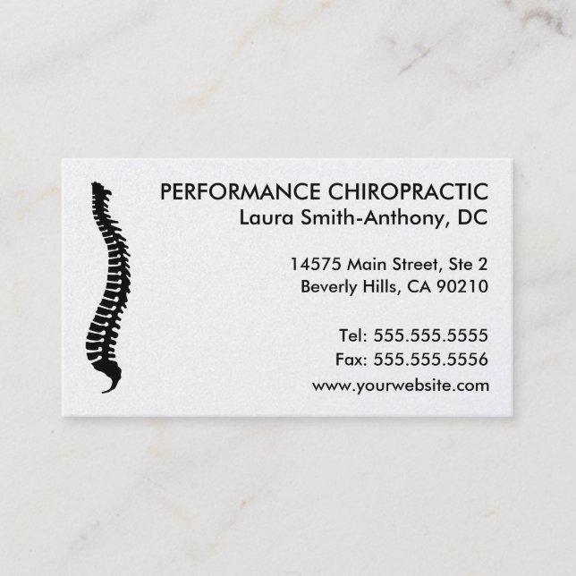 Cartes de visite latéraux de chiropractie d'épine (Devant)