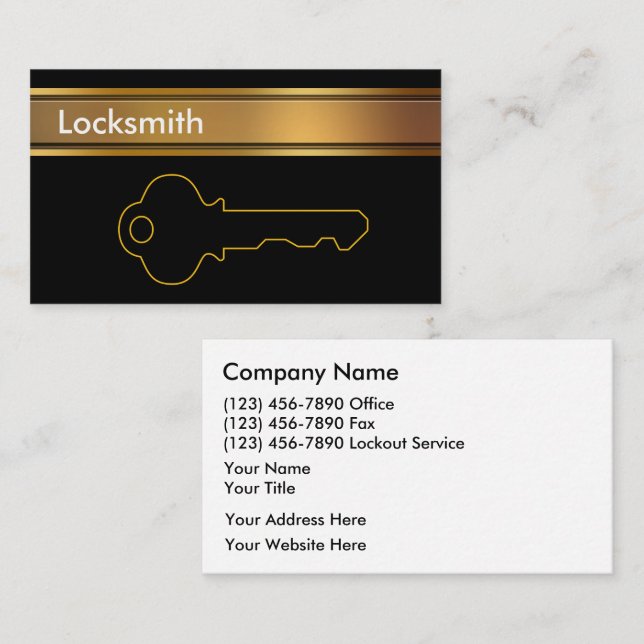 Cartes de visite Locksmith (Devant / Derrière)