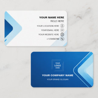 Cartes de visite Logo personnalisé Code QR Navy Or