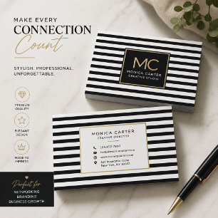 Cartes de visite luxe à rayure noire