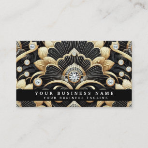 Cartes de visite Luxe Art Déco Noir Or Diamant