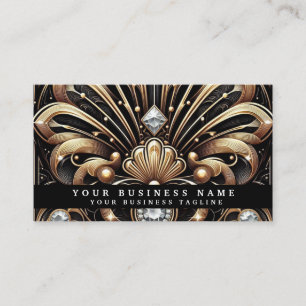 Cartes de visite Luxe Art Déco Noir Or Diamant