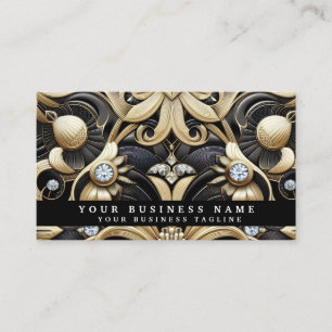 Cartes de visite Luxe Art Déco Noir Or Diamant