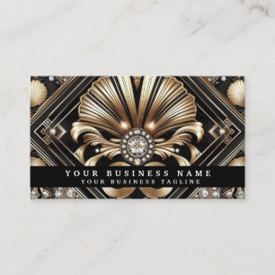 Cartes de visite Luxe Art Déco Noir Or Diamant