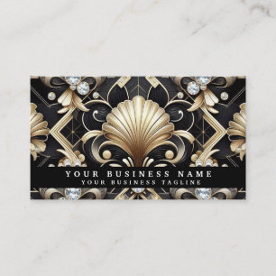Cartes de visite Luxe Art Déco Noir Or Diamant