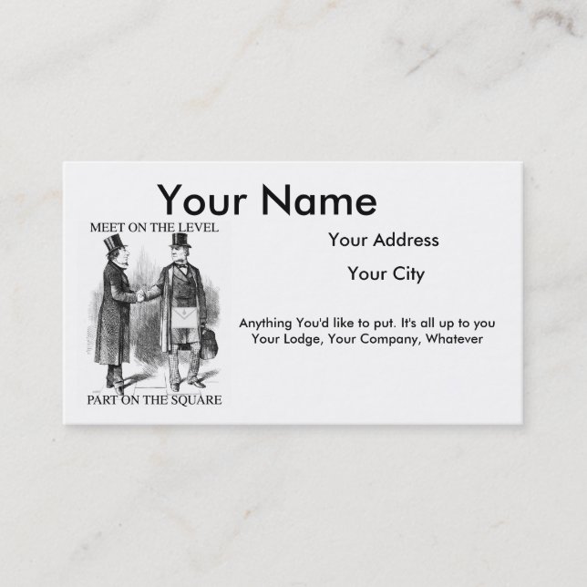 Cartes de visite maçonniques (Devant)