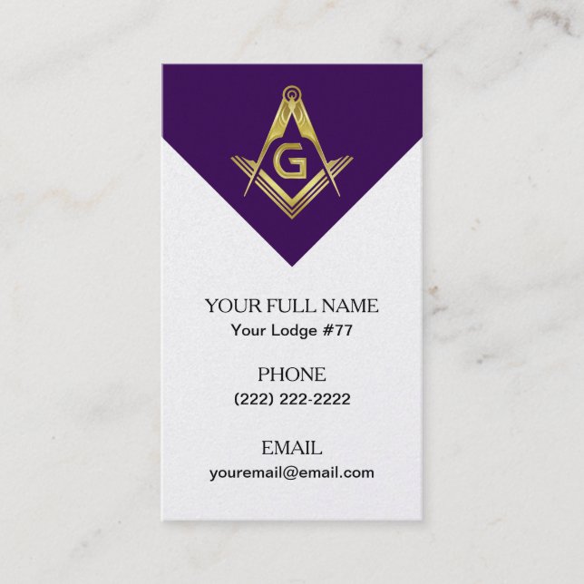 Cartes de visite maçonniques Grand Lodge - Purple  (Devant)